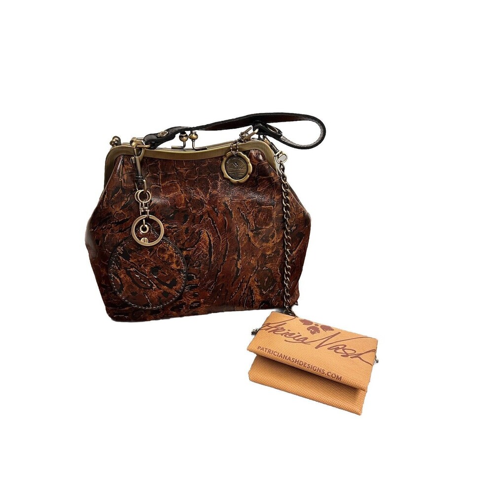 Patricia Nash Leather10th Anniversary Abstract Animal Print Laurena Frame Bag